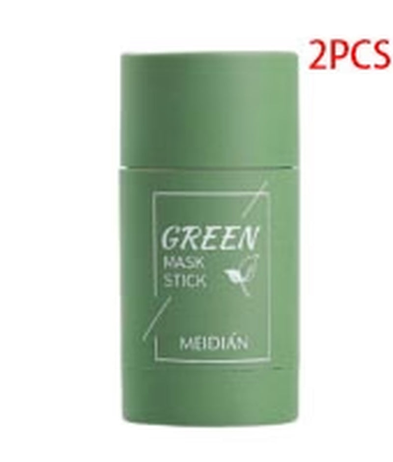 Cleansing Green Tea Clay Mask Stick for Oil Control, Acne Treatment, and Brightening with Seaweed Extract