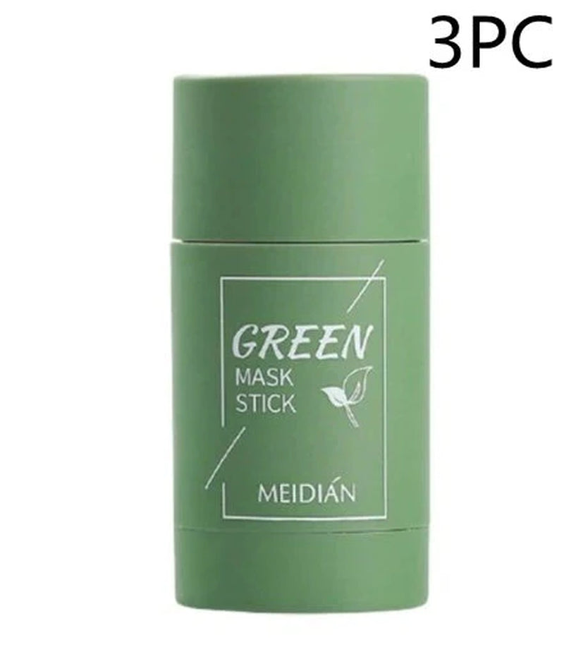 Cleansing Green Tea Clay Mask Stick for Oil Control, Acne Treatment, and Brightening with Seaweed Extract