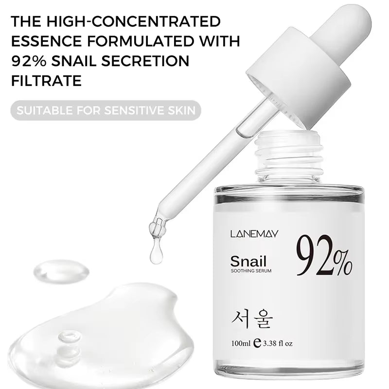 100ML Korean 92% Snail Soothing Serum - Multi-Functional Hydrating and Moisturizing Essence for Facial Care