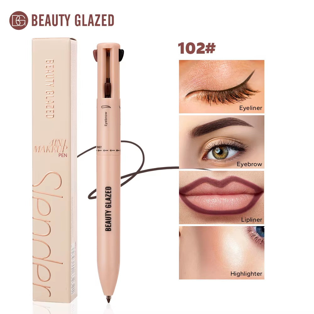 Image of Multi-Function Beauty Glazed 4-In-1 Makeup Pen Waterproof Cosmetic Pencil for Eyeliner Brow Lip Highlighter