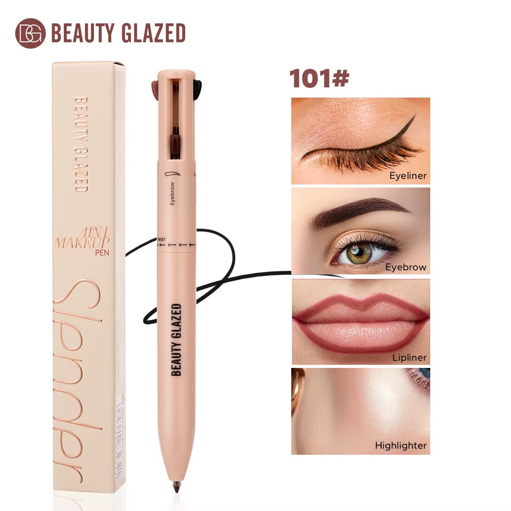 Image of Multi-Function Beauty Glazed 4-In-1 Makeup Pen Waterproof Cosmetic Pencil for Eyeliner Brow Lip Highlighter