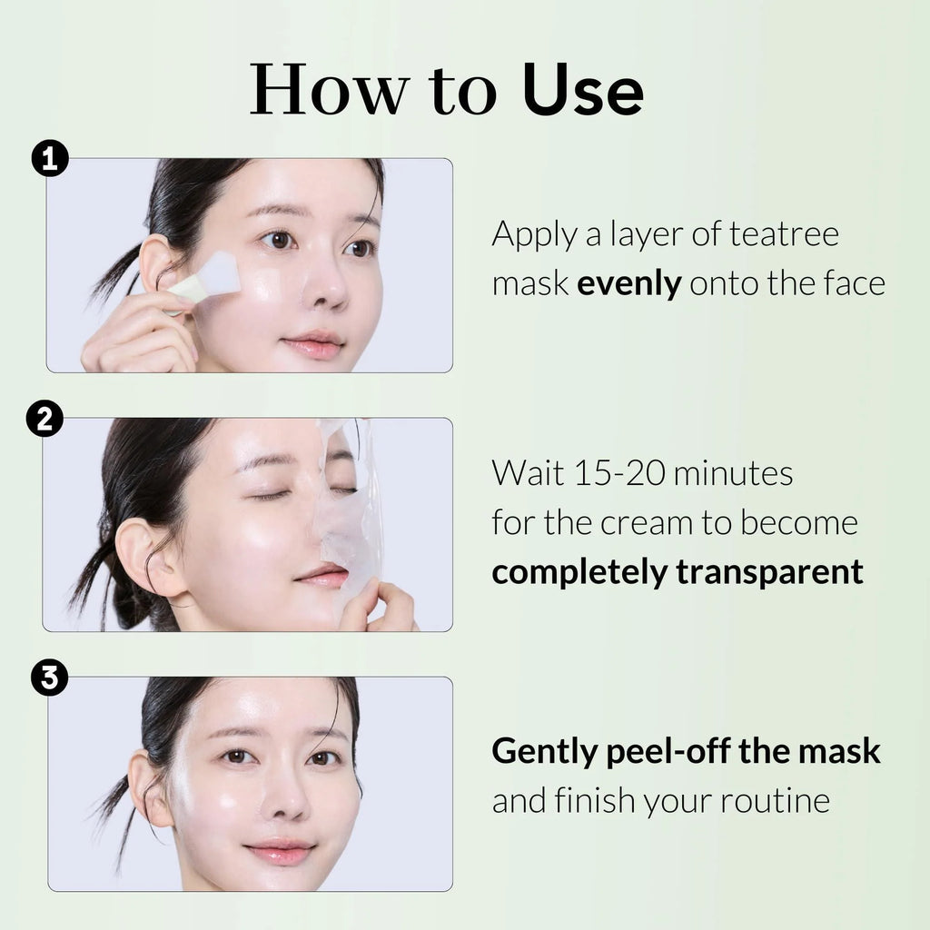 Tea Tree Wrapping Mask for Acne-Prone Skin with 6 Tropical Fruit Extracts - 2.4 Oz Calming Peel-Off Mask for Soothing Facial Care - Korean Skincare