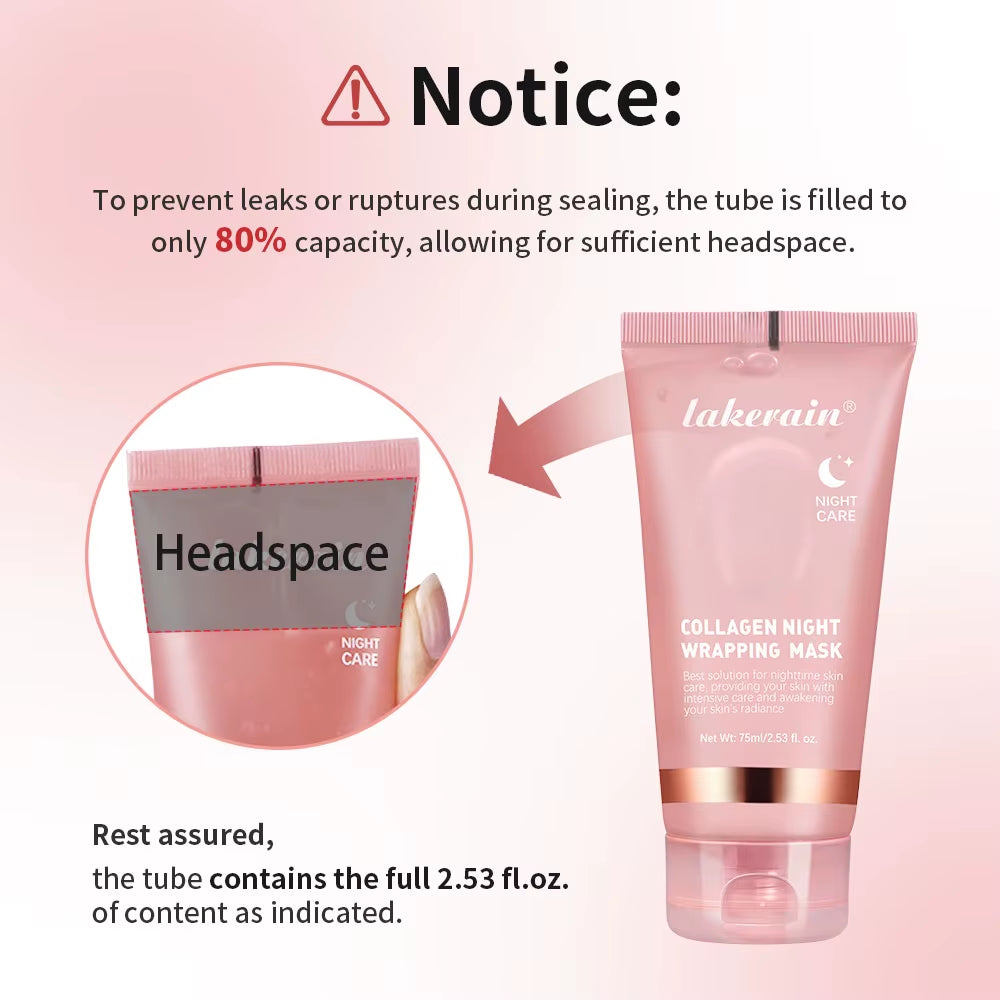 Lakerain Collagen Night Mask for Enhanced Elasticity and Hydration, Reducing Sagging and Dullness with Hydrolyzed Collagen for Radiant Skin