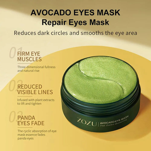 Avocado Moisturizing Collagen Eye Bagmask,60Pcs/Set under Eye Mask, Eye Care Product for Dark Eye Bags, Skin Care Gift Moisturizer Hydrating Comfort Eye Treatment Mask Brightening Eye Masks Hydrate