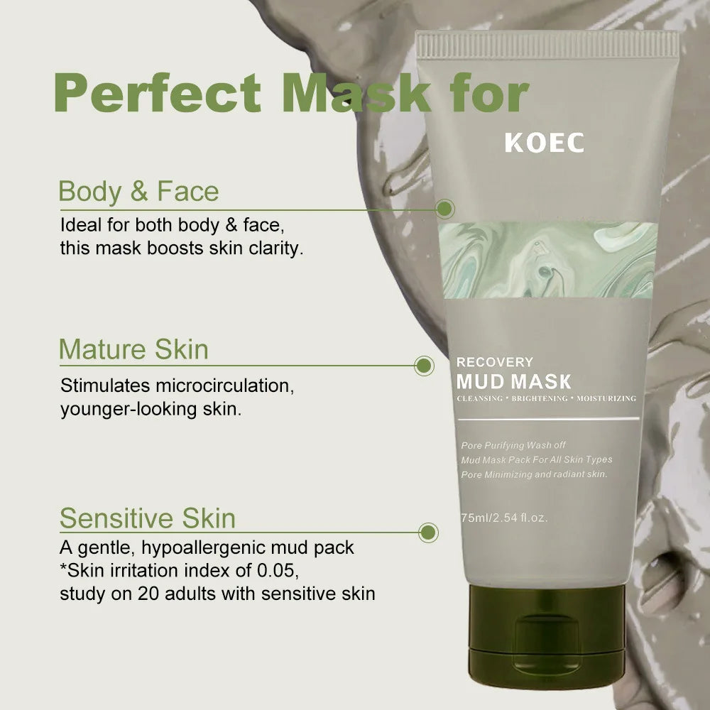 Image of Repair Volcanic Mud-Applied Facial Mask, Cleansing and Moisturizing Mud-Mask, Suitable for the Face and Body, Narrows Pores And