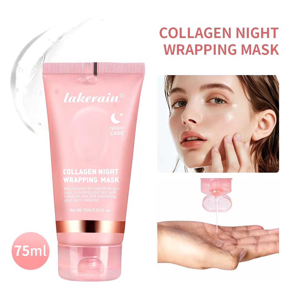Lakerain Collagen Night Mask for Enhanced Elasticity and Hydration, Reducing Sagging and Dullness with Hydrolyzed Collagen for Radiant Skin