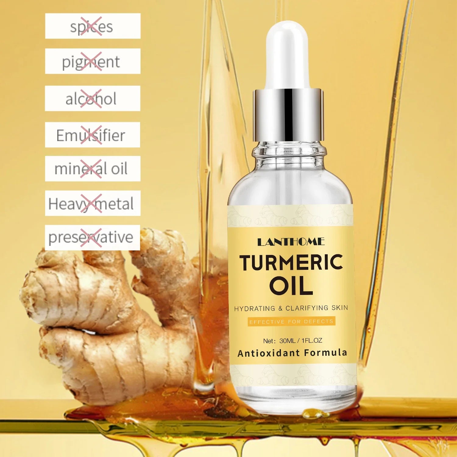 Turmeric Oil Anti-Aging Facial Serum for Wrinkle Reduction and Skin Brightening - Moisturizer for Men and Women
